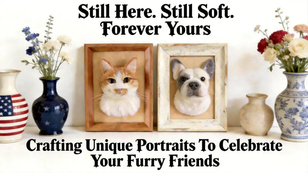 Handmade Wool Felt Pet Portrait Hero Banner For Custom Dog And Cat Art